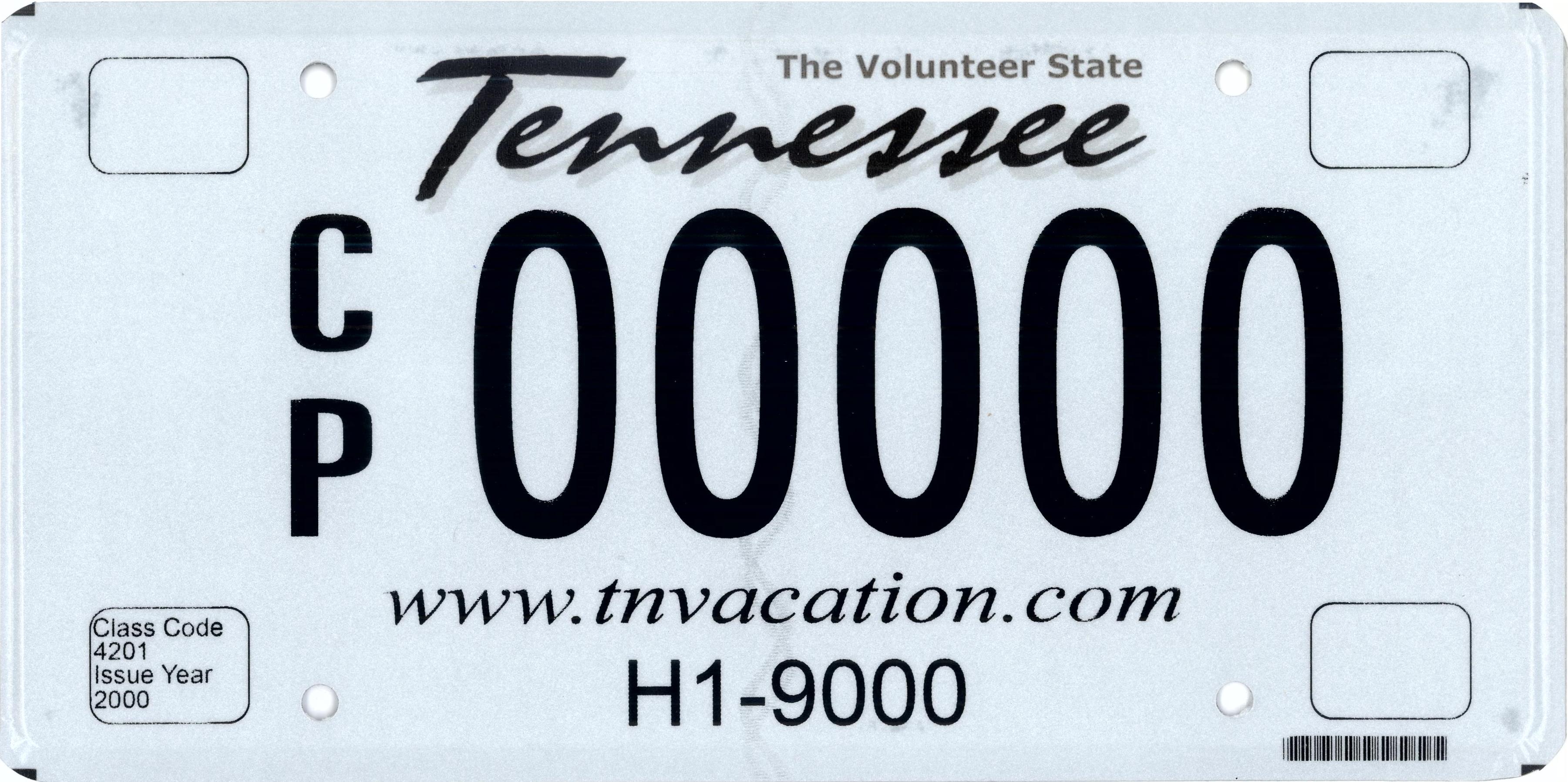 Tennessee 2000 license plate Personalized Auto Car Custom VEHICLE OR MOPED 
